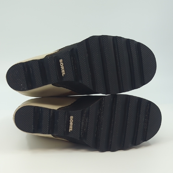 SOREL Joanie Sweater Wedge Boots Black, Tan, Cream Chelsea Style Sz 8 - Picture 9 of 10